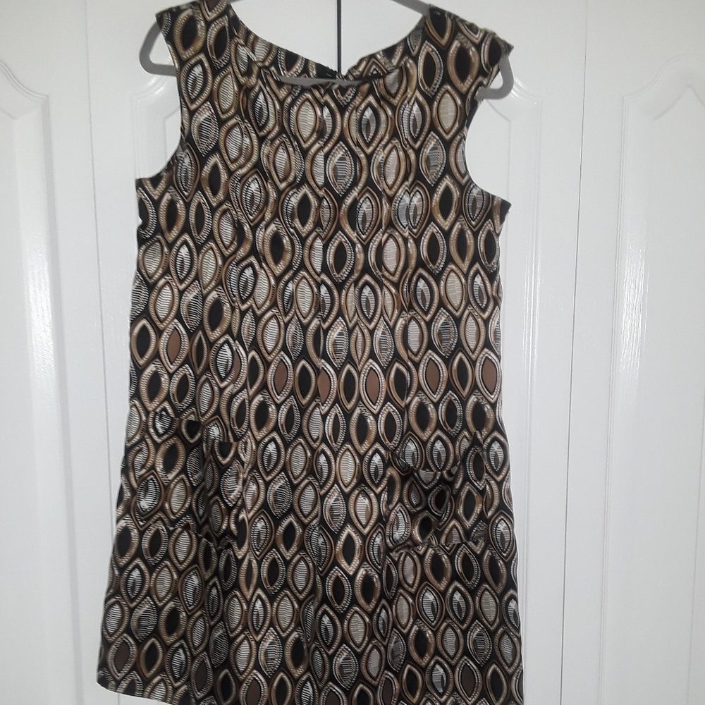 **Pre Loved** Satiny Blk/brwn/wht Sleeveless dress
